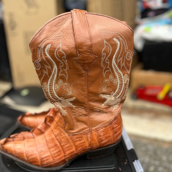 Mens Crocodile Cowboy Boots Worn - Picture 3 of 7